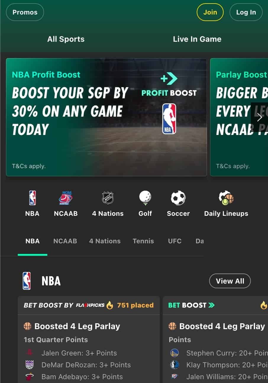 Bet365 NC App and markets.